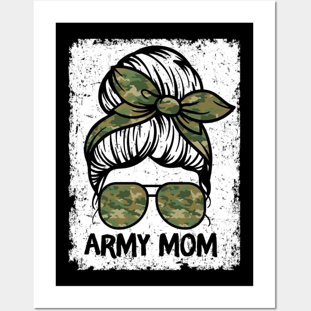 Army Mom Messy Bun Wall Art by Teewyld